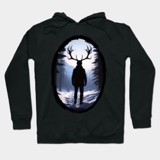 Will Graham with Antlers Wendigo Silhouette in the Snow Hoodie